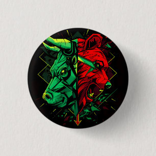 Bull Bear Duel Forces 3 Cm Round Badge