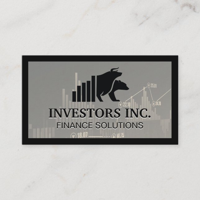 Bull Bear | Stock Broker | Financial Graph Business Card (Front)