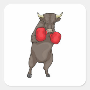 Bull Boxer Boxing gloves Square Sticker