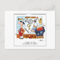 BULL BY THE HORNS Cartoon Postcard