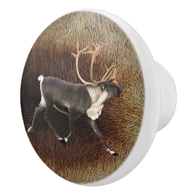 Bull Caribou (Reindeer) Ceramic Knob (Right)