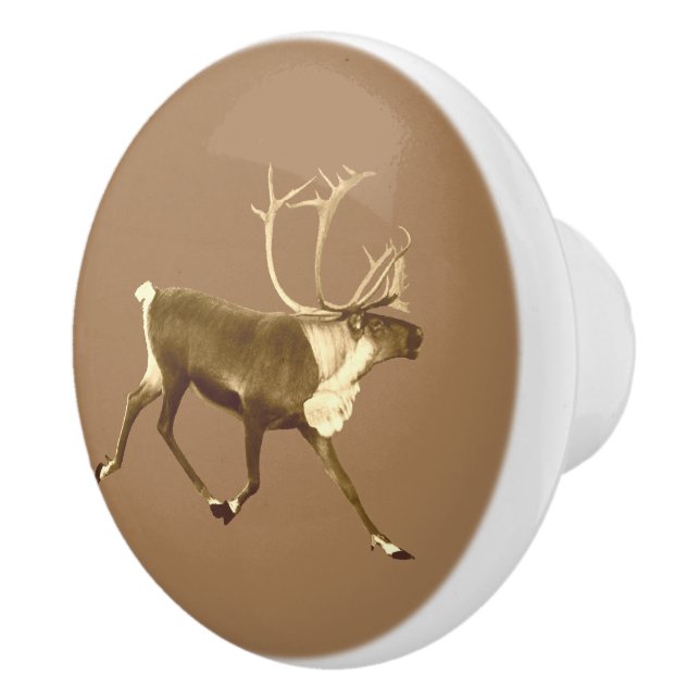 Bull Caribou - Sepia Ceramic Knob (Right)