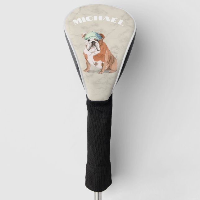 Bull Dog Lover Cream Personal  Golf Head Cover (Front)