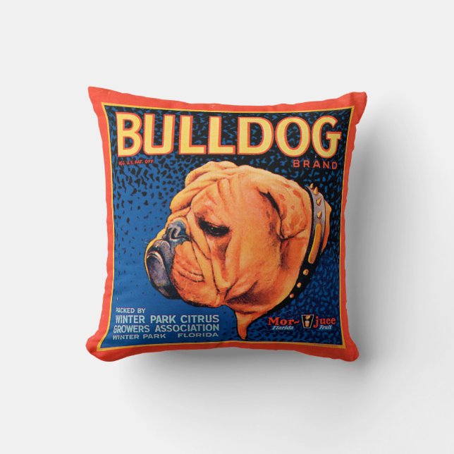 Bull Dog on a Blue Background Cushion (Front)
