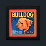 Bull Dog on a Blue Background Gift Box<br><div class="desc">A vintage crate label print illustrating a bulldog with a blue patterned background and an orange border. Choose this art print on your Zazzle product today.</div>