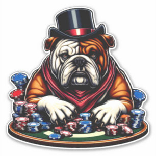 bull dog playing poker gambling casino art
