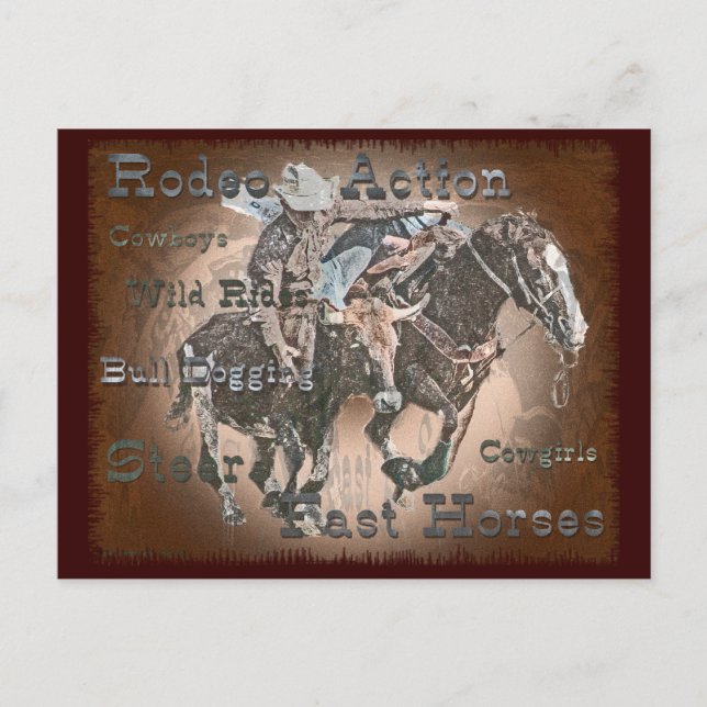 Bull Dogging III Postcard (Front)