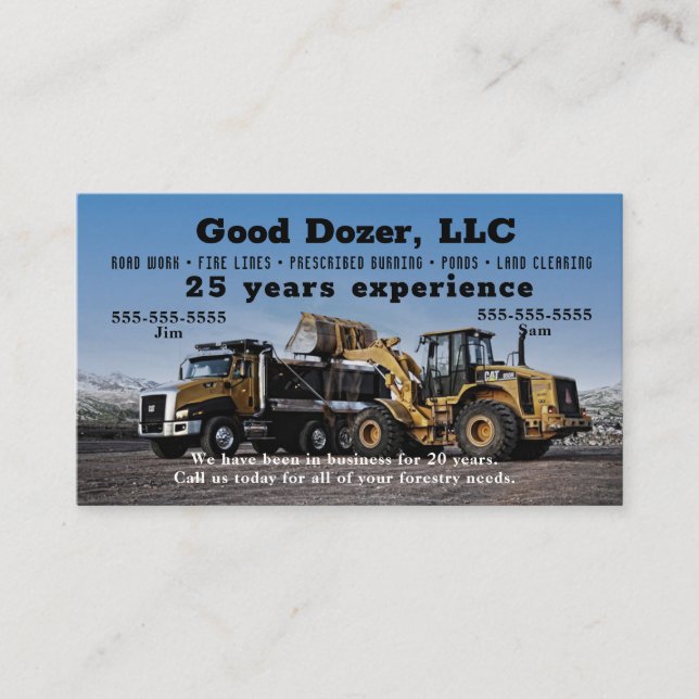 Bull Dozer Business Card (Front)
