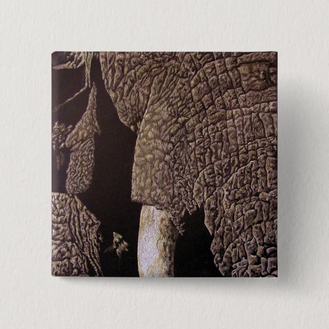 Bull Elephant 15 Cm Square Badge (Front)