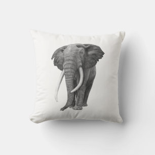 Bull elephant - Drawing in pencil Cushion