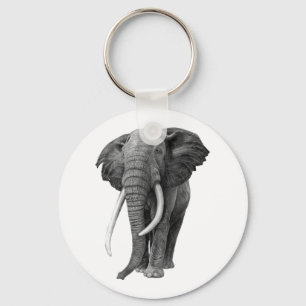 Bull elephant - Drawing in pencil Key Ring