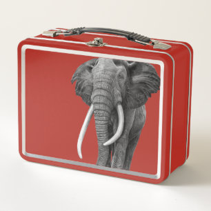 Bull elephant - Drawing in pencil Metal Lunch Box