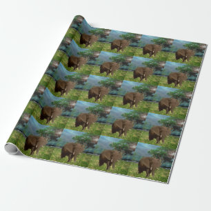 Bull Elephant Grazing, Wrapping Paper