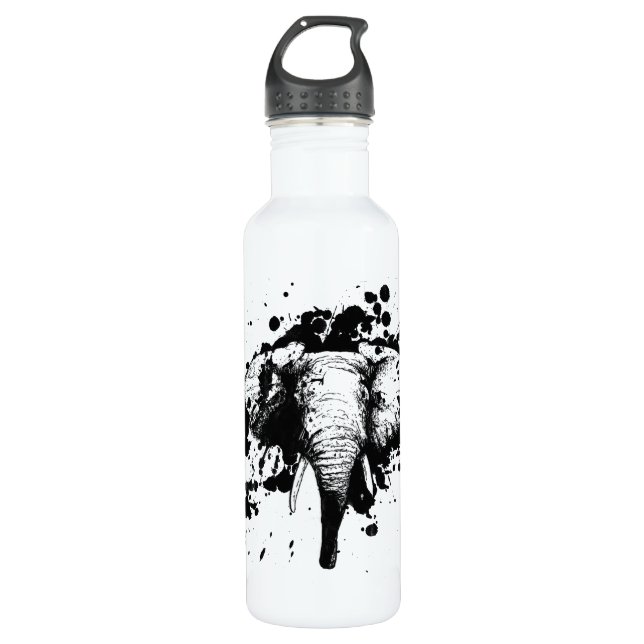 Bull Elephant in Black Splash Pick Your Background 710 Ml Water Bottle (Front)