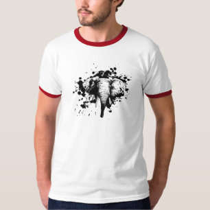 Bull Elephant in Black Splash Pick Your Background T-Shirt