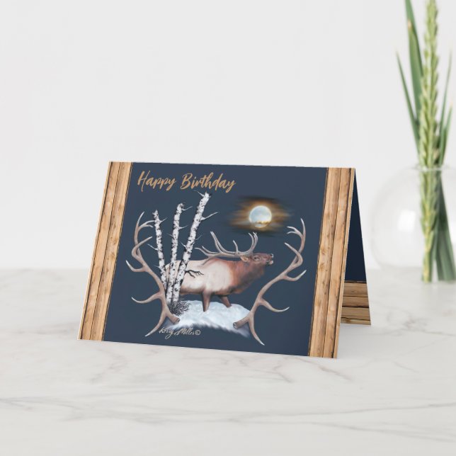 Bull Elk Birthday Card (Front)
