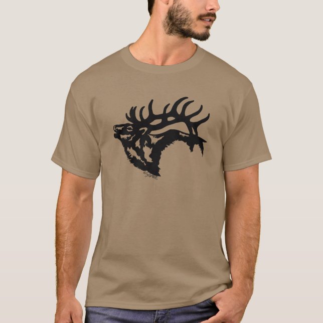 Bull Elk Black Silhouette T-Shirt (Front)