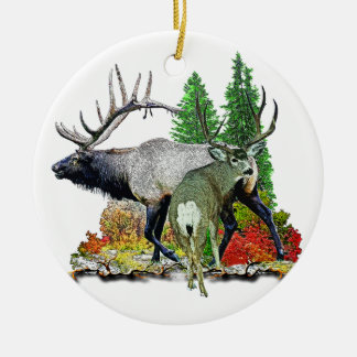 Bull elk  buck deer ceramic tree decoration