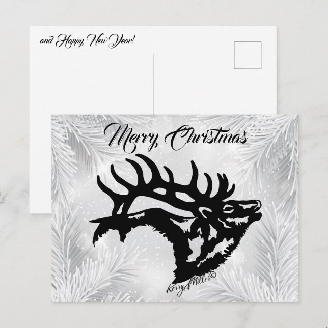 Bull Elk Christmas Postcard (Front/Back)
