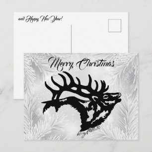 Bull Elk Christmas Postcard