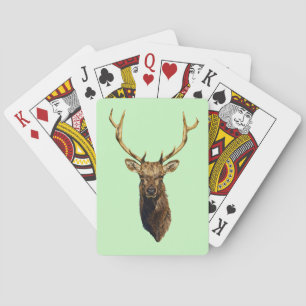 Bull Elk Head animal nature wildlife art Playing Cards