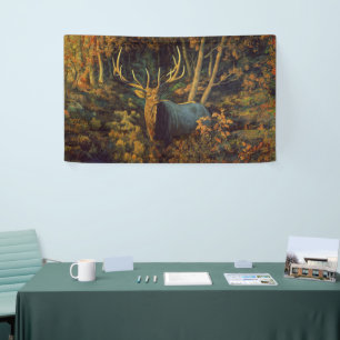 Bull Elk in Autumn Forest Banner
