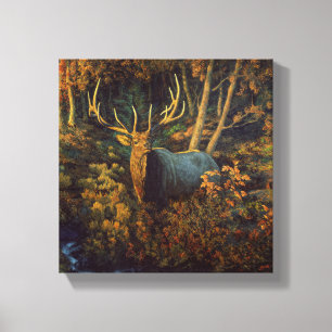 Bull Elk in Autumn Forest Canvas Print