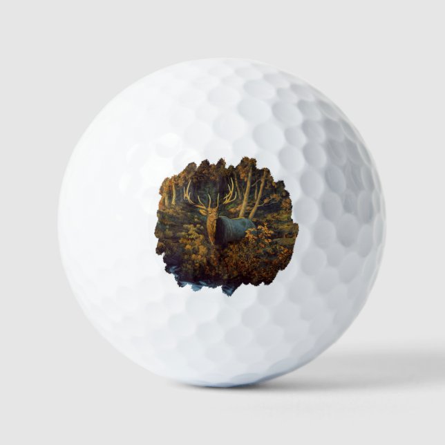 Bull Elk in Autumn Forest Golf Balls (Front)
