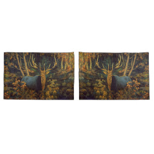 Bull Elk in Autumn Forest Pillowcase