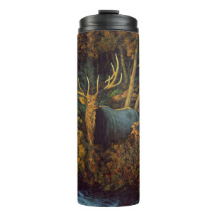 Bull Elk in Autumn Forest Thermal Tumbler