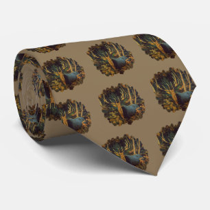 Bull Elk in Autumn Forest Tie