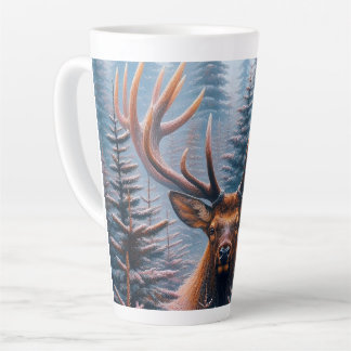 Bull Elk in Pine Trees Latte Mug