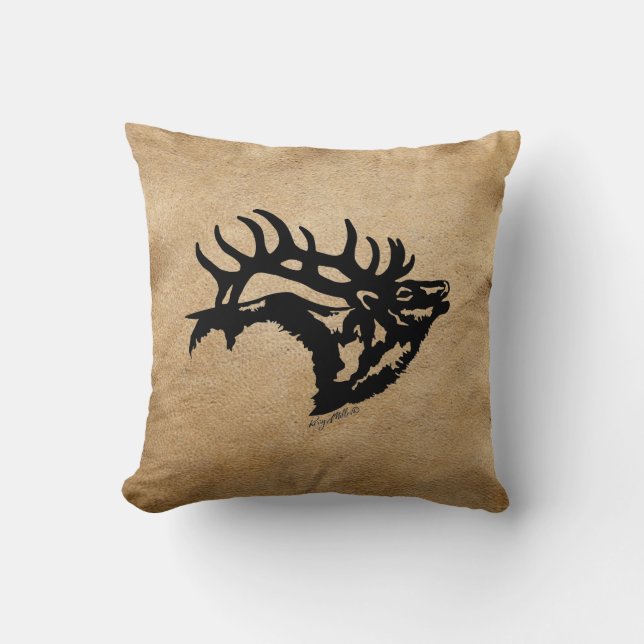 Bull Elk Silhouette Cushion (Front)