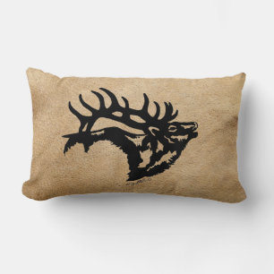 Bull Elk Silhouette Lumbar Cushion