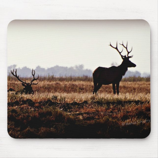 Bull Elk Silhouette Mouse Pad (Front)