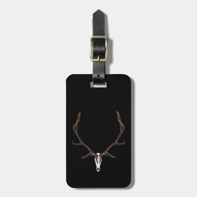 Bull elk skull colour luggage tag (Front Vertical)
