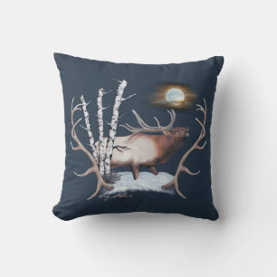 Bull Elk Throw Pillow