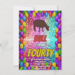 Bull Farming Birthday Western Country Invited Invitation