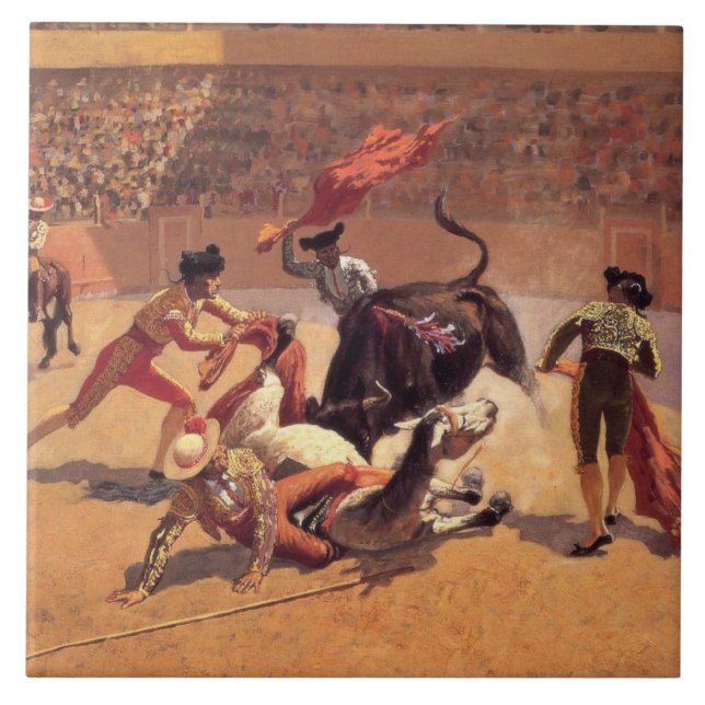 Bull Fighters in Mexico (by Frederic Remington) Tile (Front)