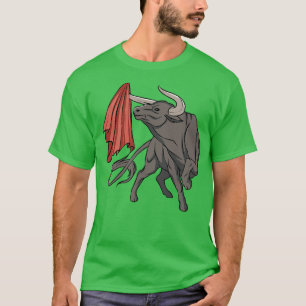 Bull Fighting With Red Flag Bulls Spain T-Shirt