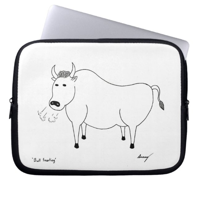 Bull Folk Art Laptop Sleeve (Front)