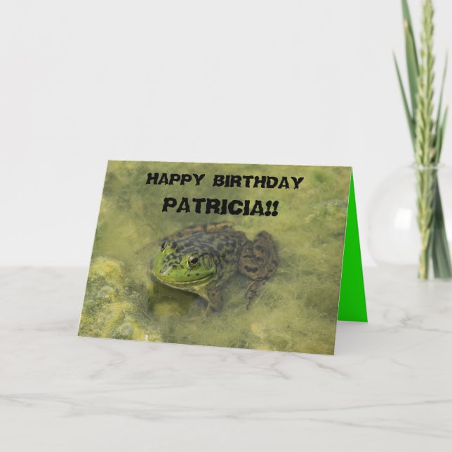 Bull Frog in Moss Birthday Greeting Card (Front)