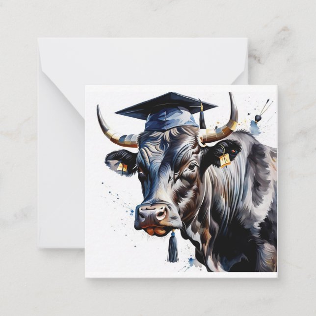 Bull Graduation Flat Note Card (Front)