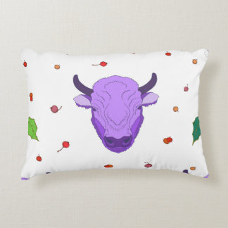 Bull,  holly,  mistletoe and berries. The symbol o Decorative Cushion