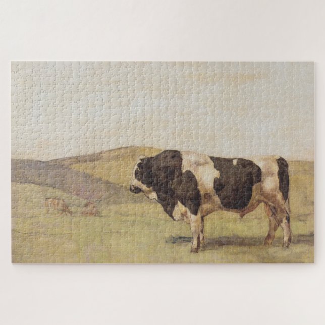 Bull in a Swiss Landscape (by Ferdinand Hodler) Jigsaw Puzzle (Horizontal)