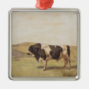 Bull in a Swiss Landscape (by Ferdinand Hodler) Metal Tree Decoration