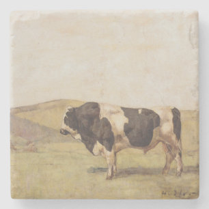 Bull in a Swiss Landscape (by Ferdinand Hodler) Stone Coaster