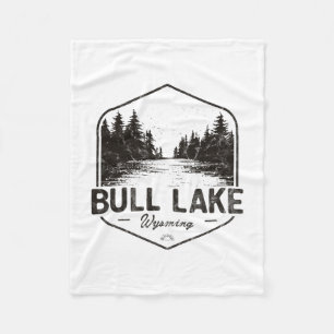 Bull Lake Wyoming Outdoors Vintage 3 Fleece Blanket
