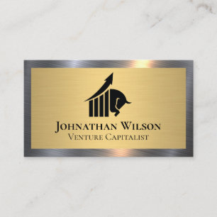 Bull Logo Gold Silver Metallic Business Card