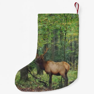 Bull Male Elk in autumn field Small Christmas Stocking